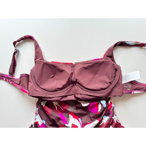 ATHLETA Hero Bloom Decadent Chocolate Square Neck Tankini Swim Top, Size 38 B/C - Picture 7 of 10